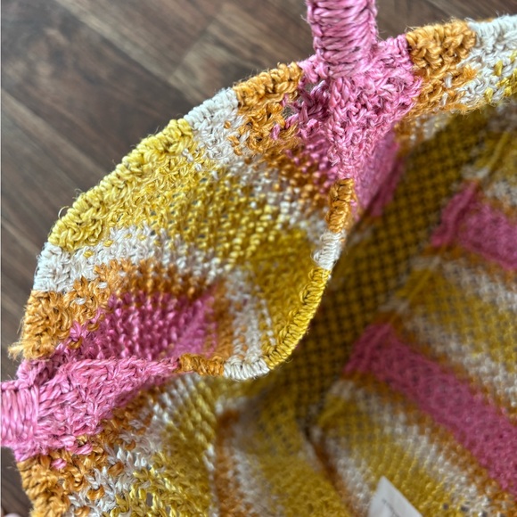 The Jacksons Pink Striped Handmade Jute Shopper Tote - Picture 7 of 10